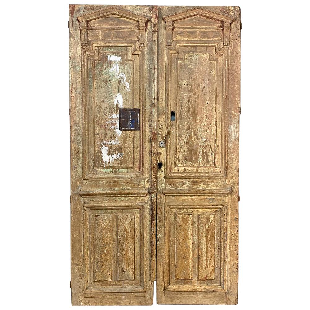 Pair of 19th Century Neoclassical Stripped Oak French Doors