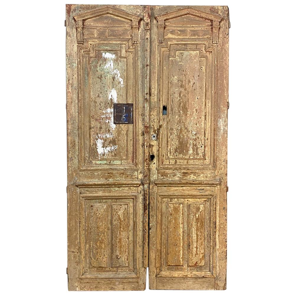 Pair of 19th c. French Provincial Stripped Pine Doors For Sale at