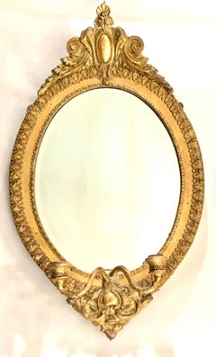 Pair 19th Century Neoclassical Style Giltwood Oval Girandole Mirrors