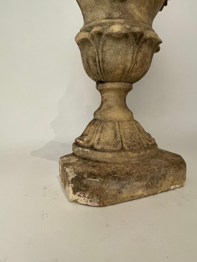 Pair 19th Century Neoclassical Style Italian Plaster Urns with Flame Finials For Sale 7