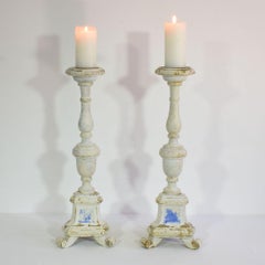 Coppia di portacandele in legno neoclassici del XIX secolo, Italia, CIRCA 1850
