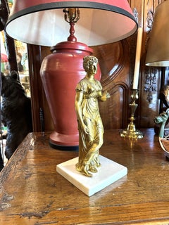 Pair 19th Century Of French Gilt Bronze Female Figures Science & Art Decorative