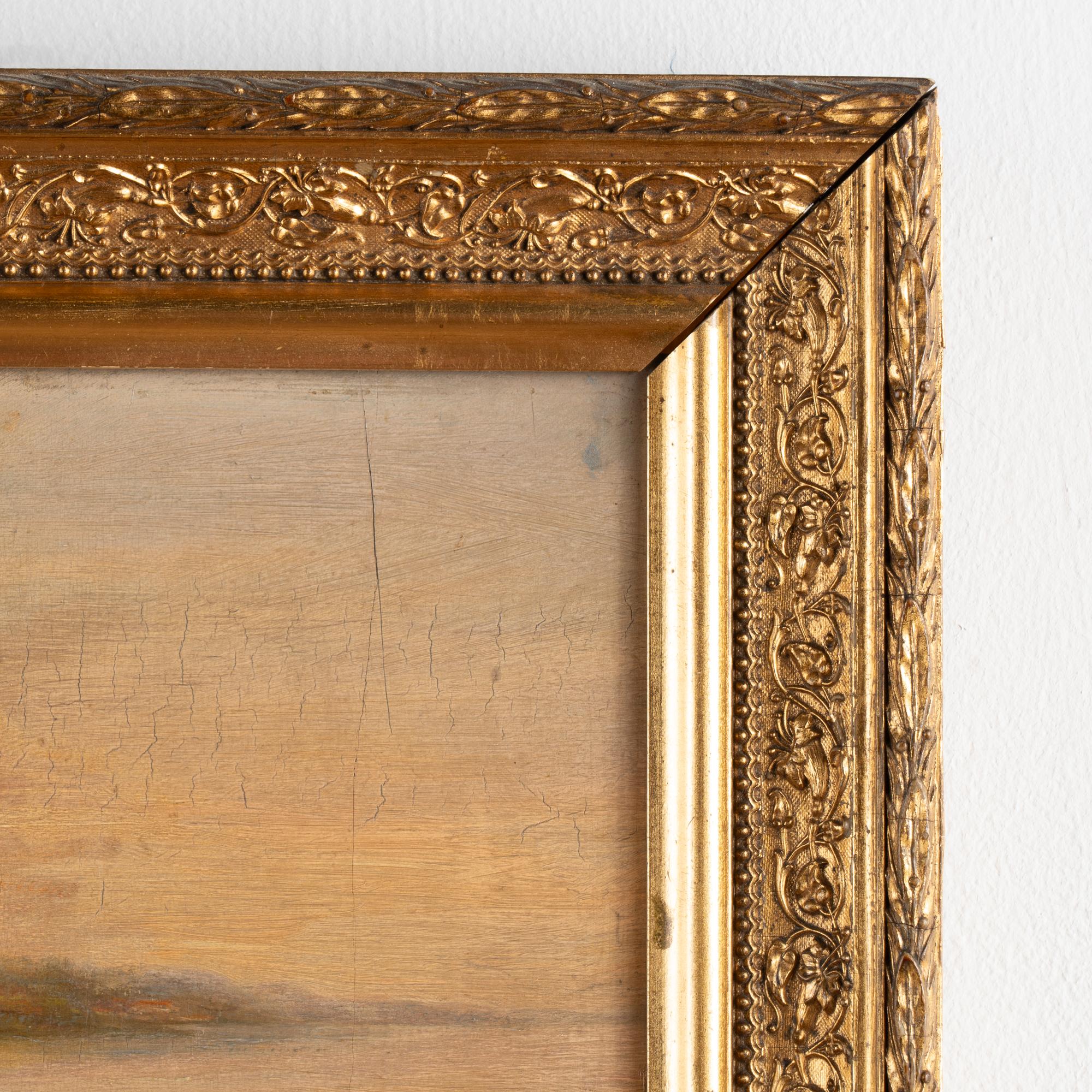 Pair, 19th Century Oil on Canvas Paintings, Boating Couple & Woman on on Shore 5