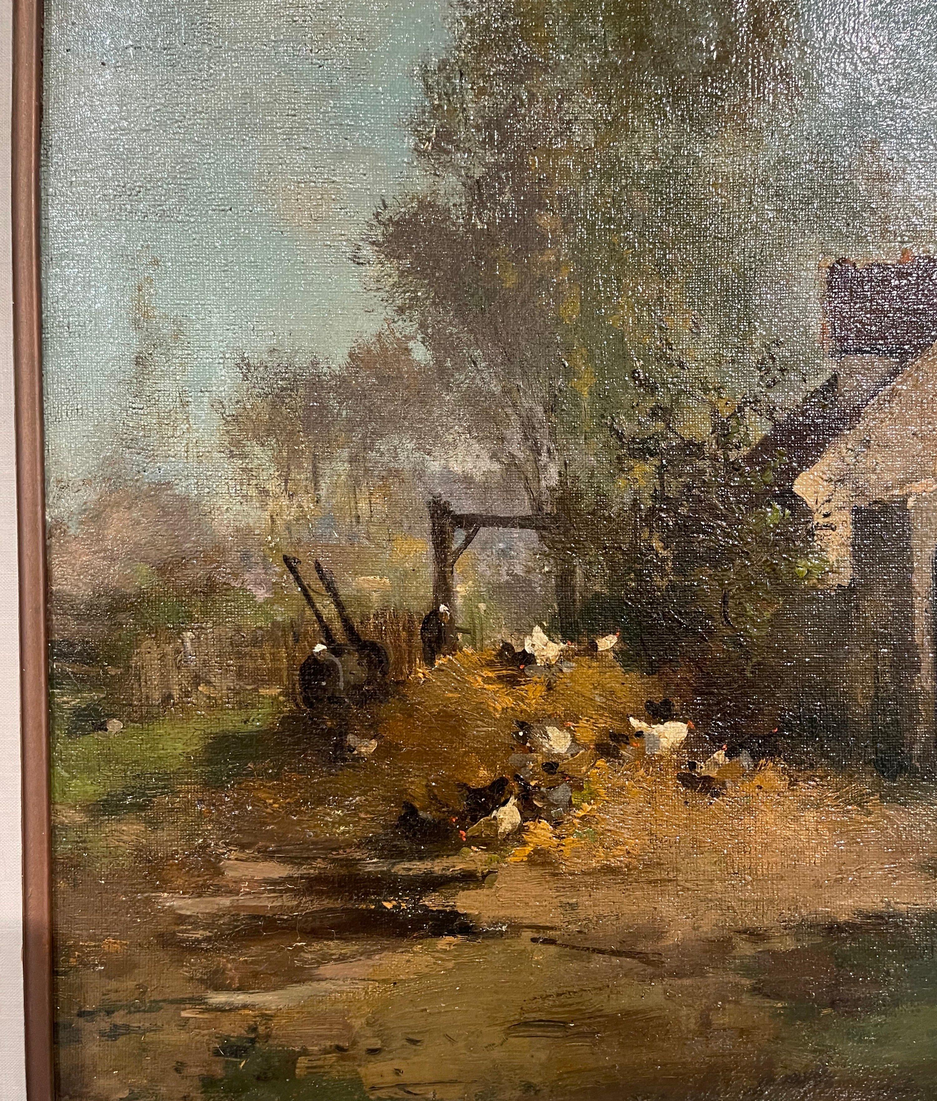 Pair 19th Century Oil Paintings in Gilt Frame Signed Lievin for E. Galien-Laloue For Sale 4