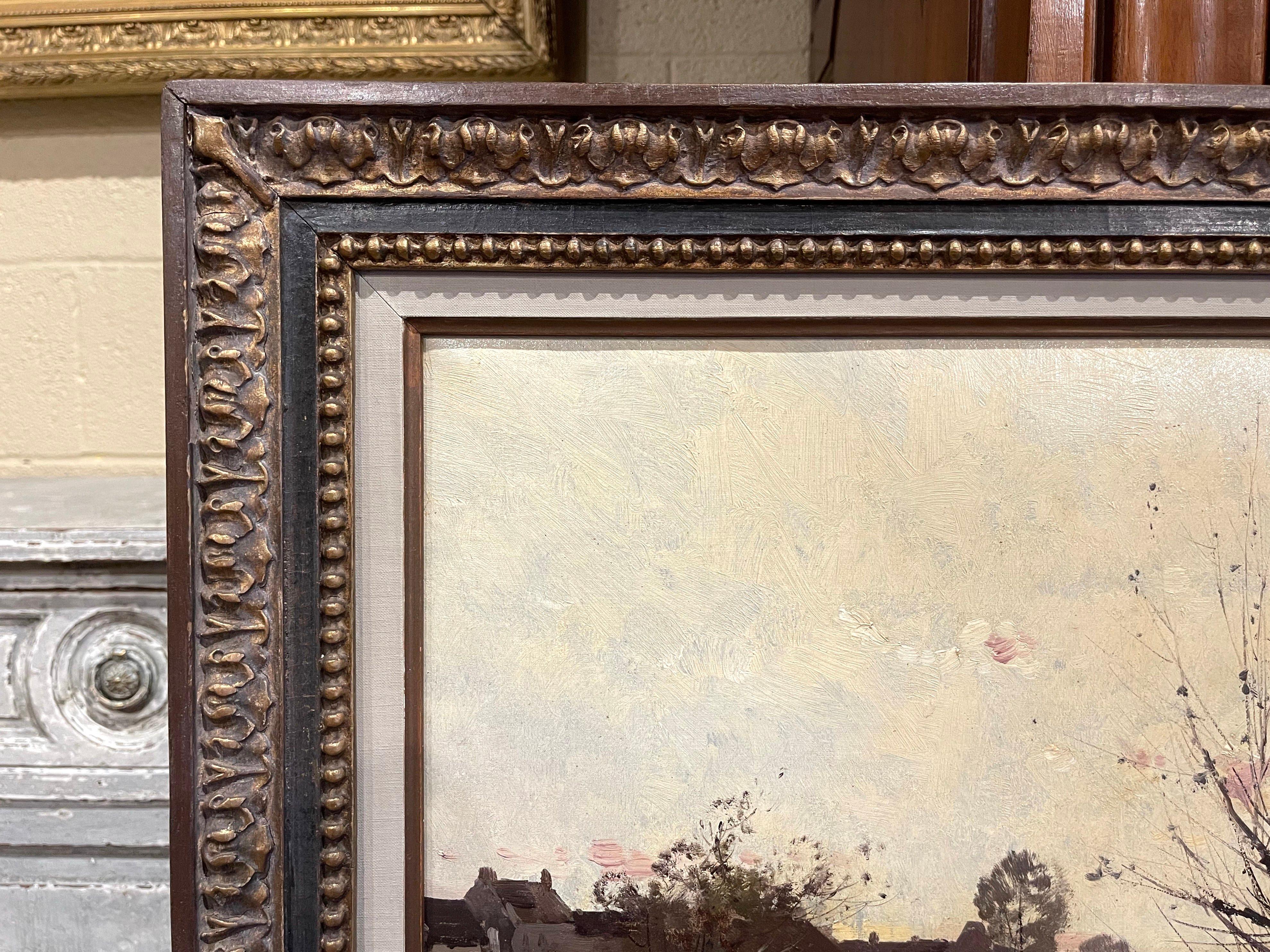 Pair 19th Century Oil Paintings in Gilt Frame Signed Lievin for E. Galien-Laloue For Sale 6