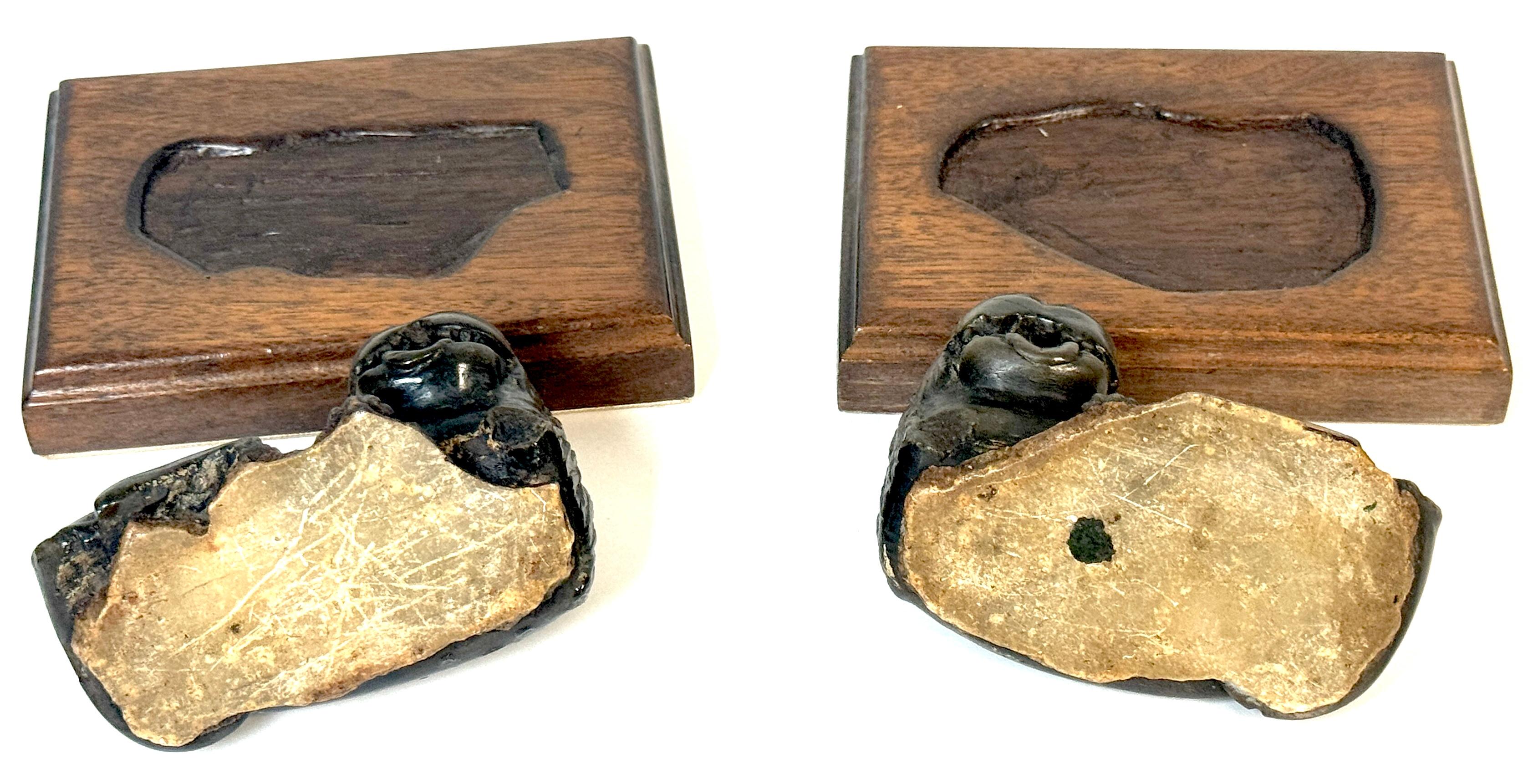 Marble Pair 19th Century or Older Century Indian Carved Stone Lions on Custom Bases For Sale