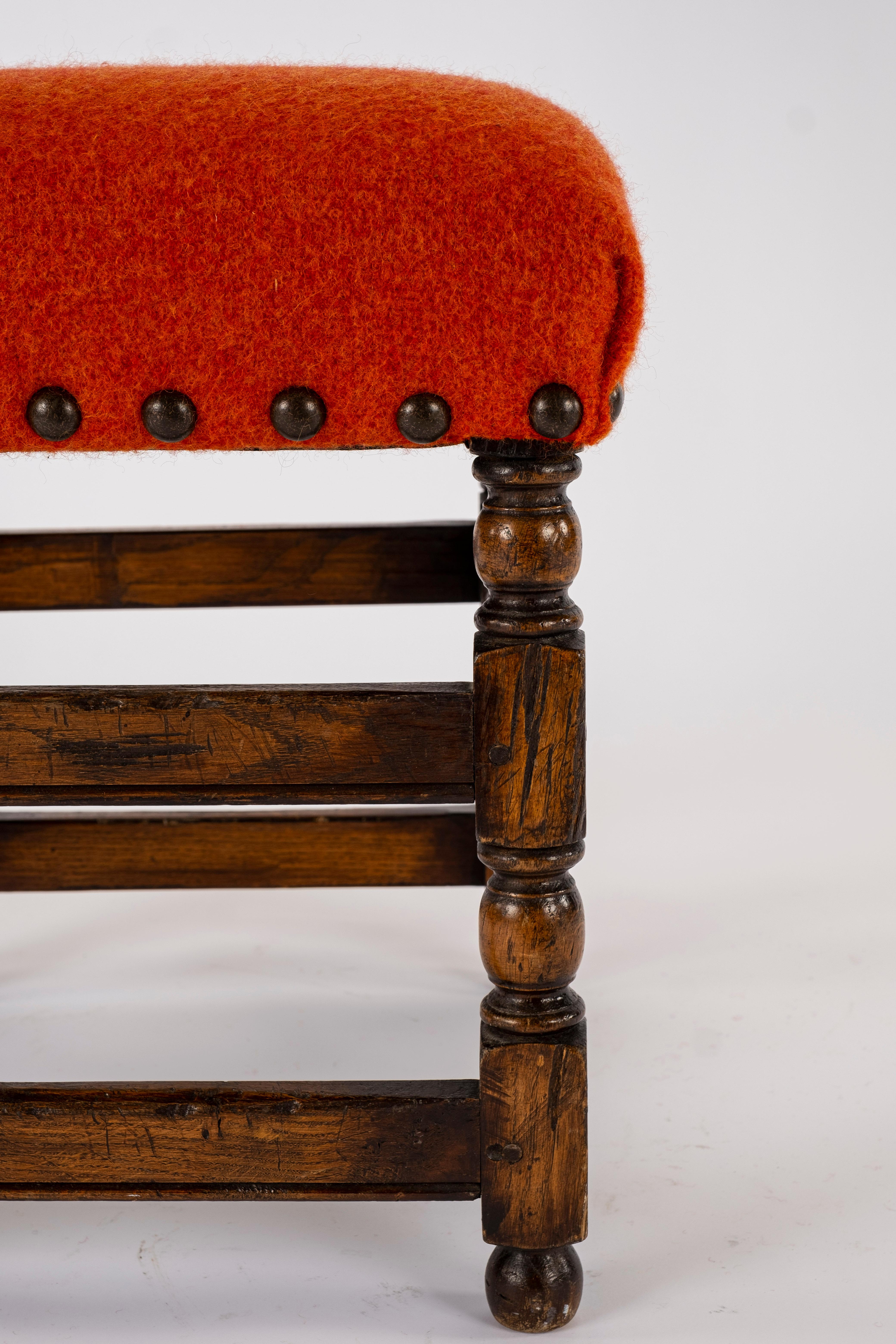 Pair of 19th Century Orange Red Louis XIII Style Walnut Chairs 7