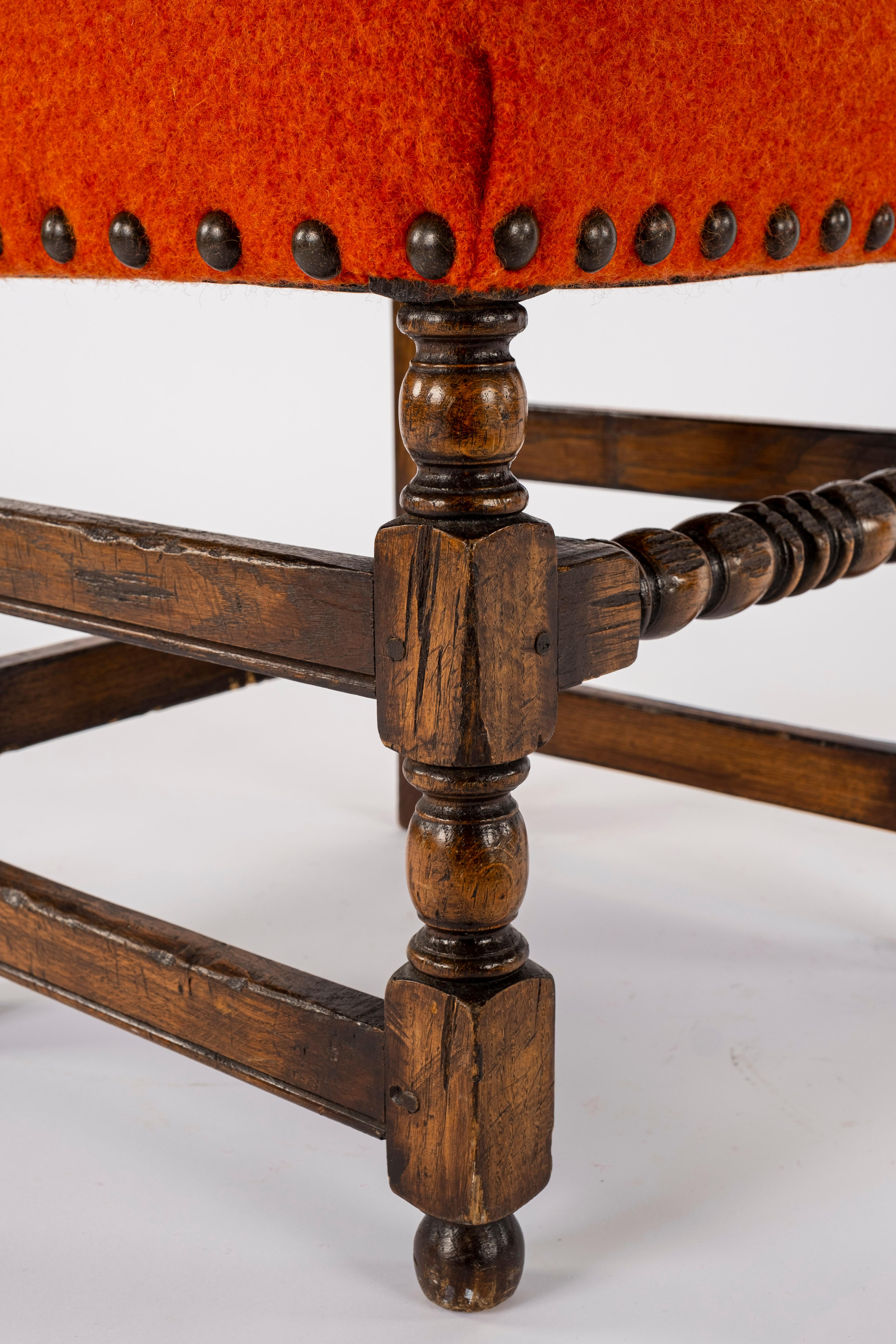 Pair of 19th Century Orange Red Louis XIII Style Walnut Chairs 11