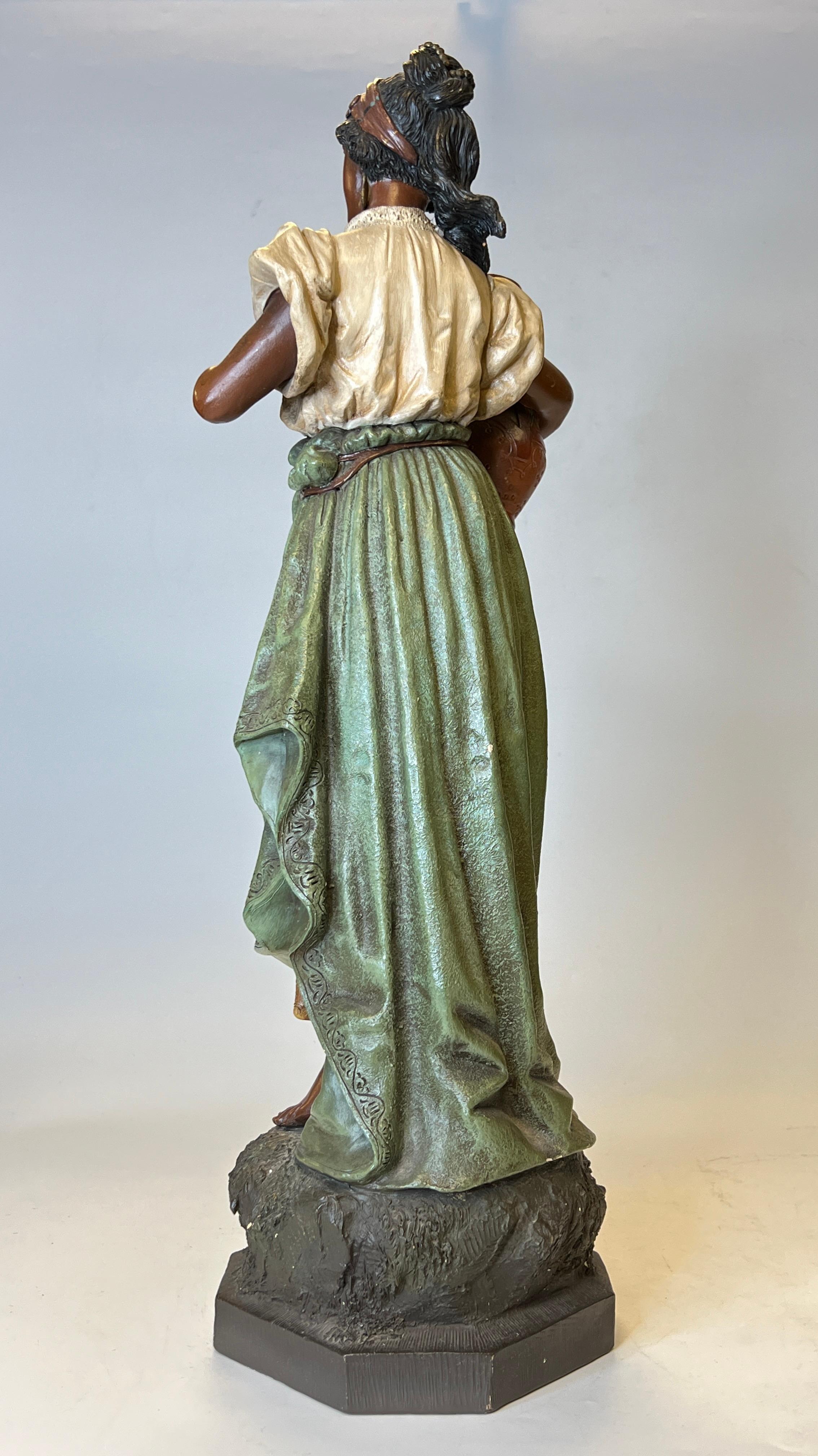 Paar orientalische polychrome Terrakotta-Figuren des 19. im Angebot 7