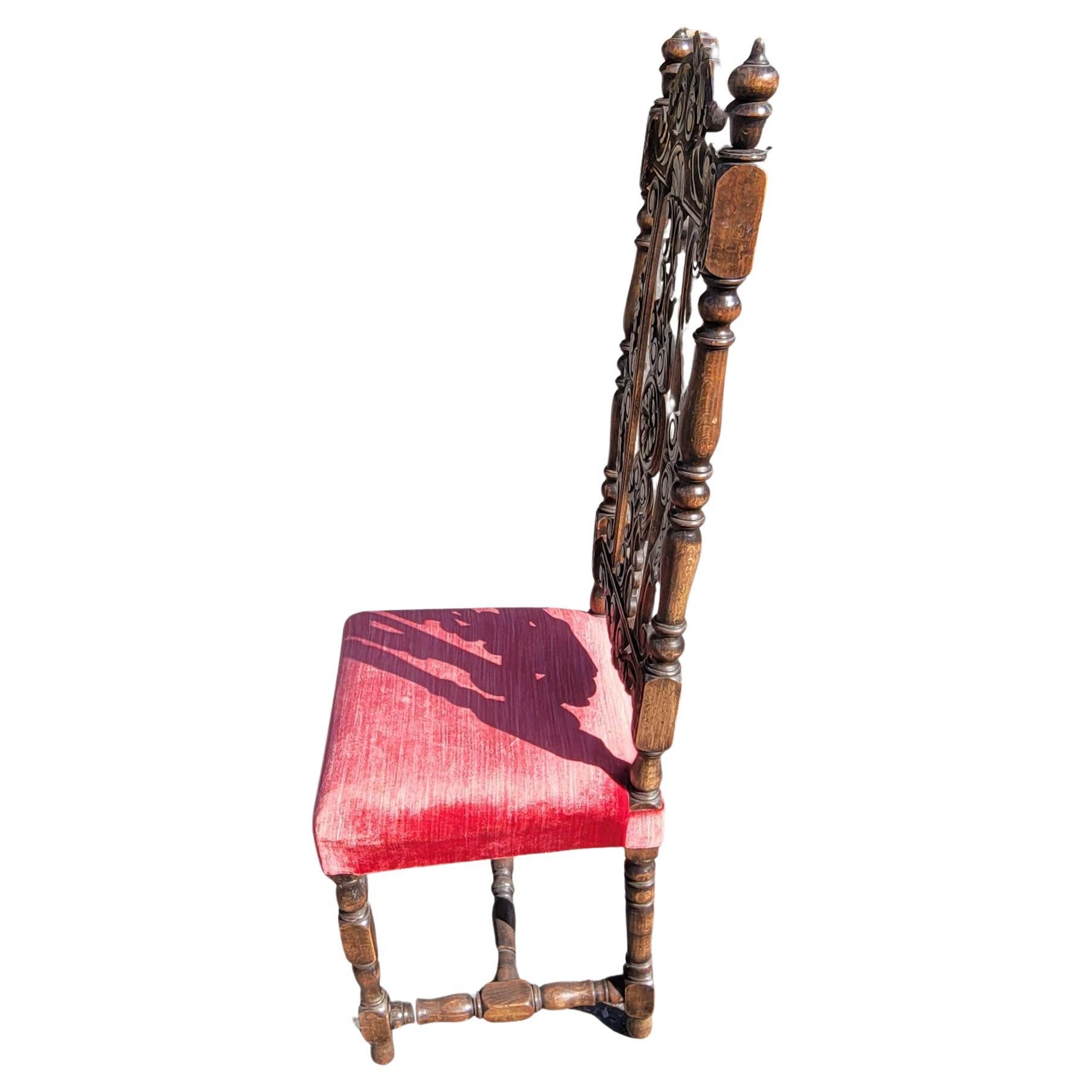 William and Mary Pair 19th Century Paine Furniture Hand-Carved William & Mary High Back Chairs For Sale