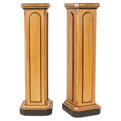 Antique Pair 19th Century Painted Charles X Column Pedestals