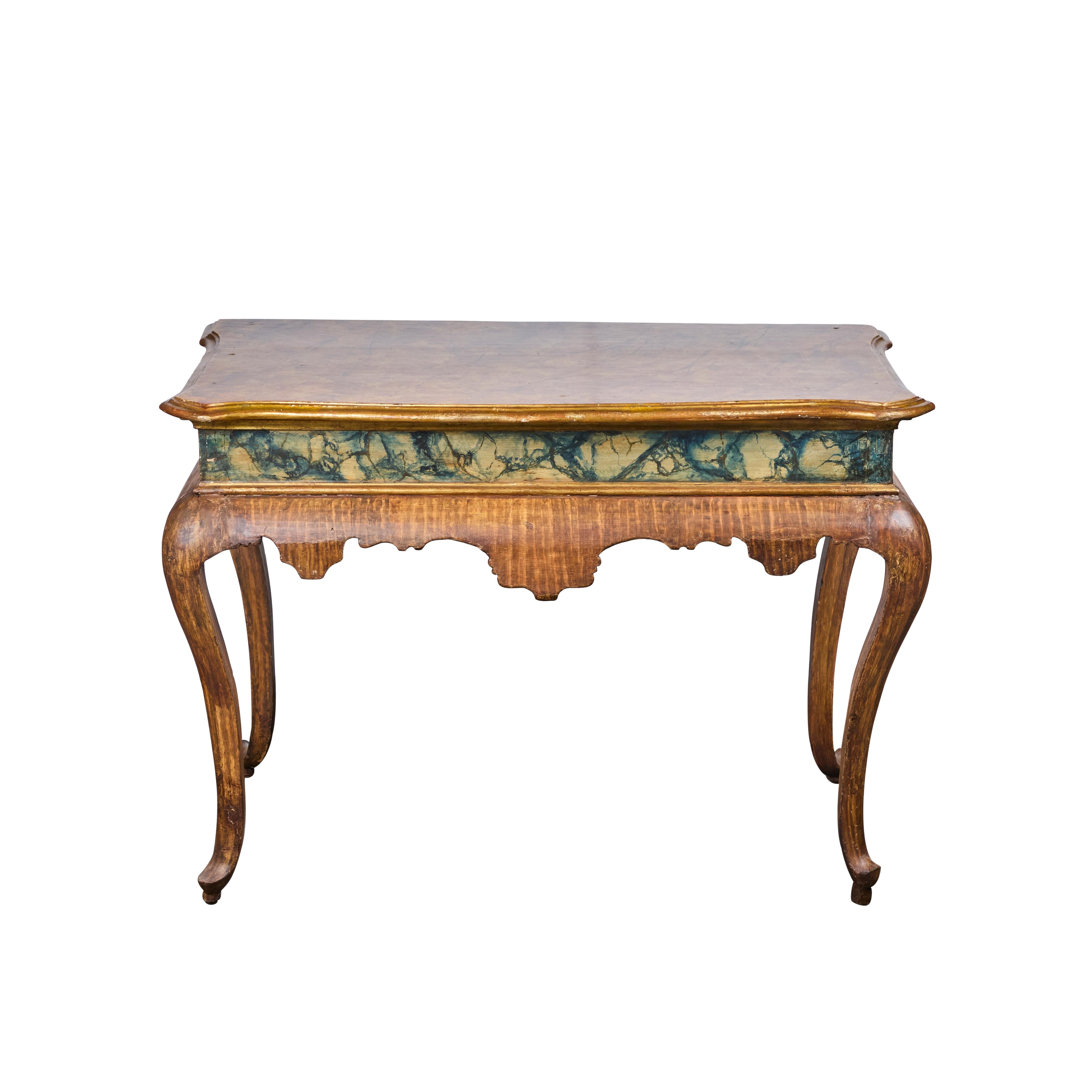 Pair 19th Century Painted Faux Marble Consoles For Sale 6