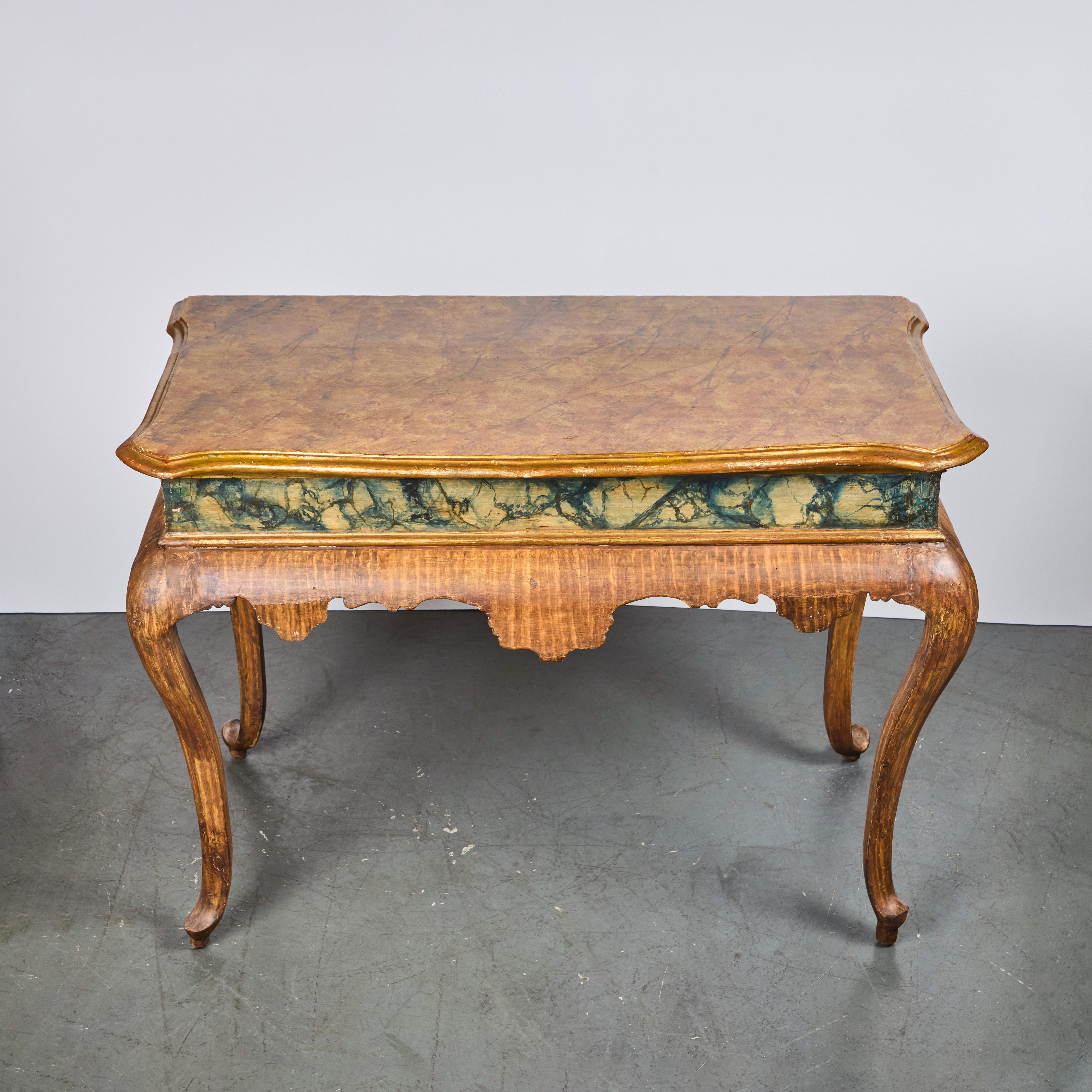Pair 19th Century Painted Faux Marble Consoles For Sale 7
