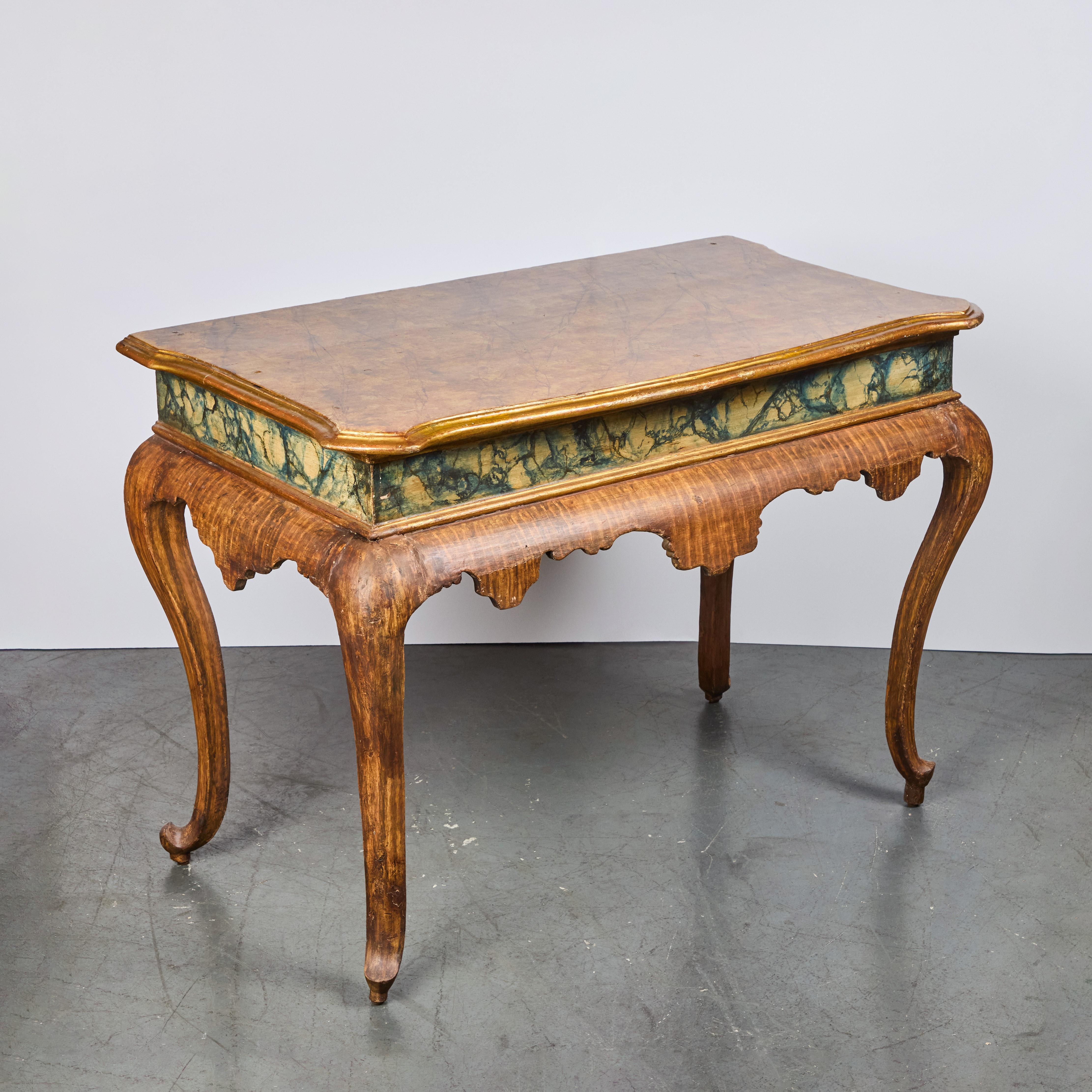 Pair 19th Century Painted Faux Marble Consoles For Sale 8