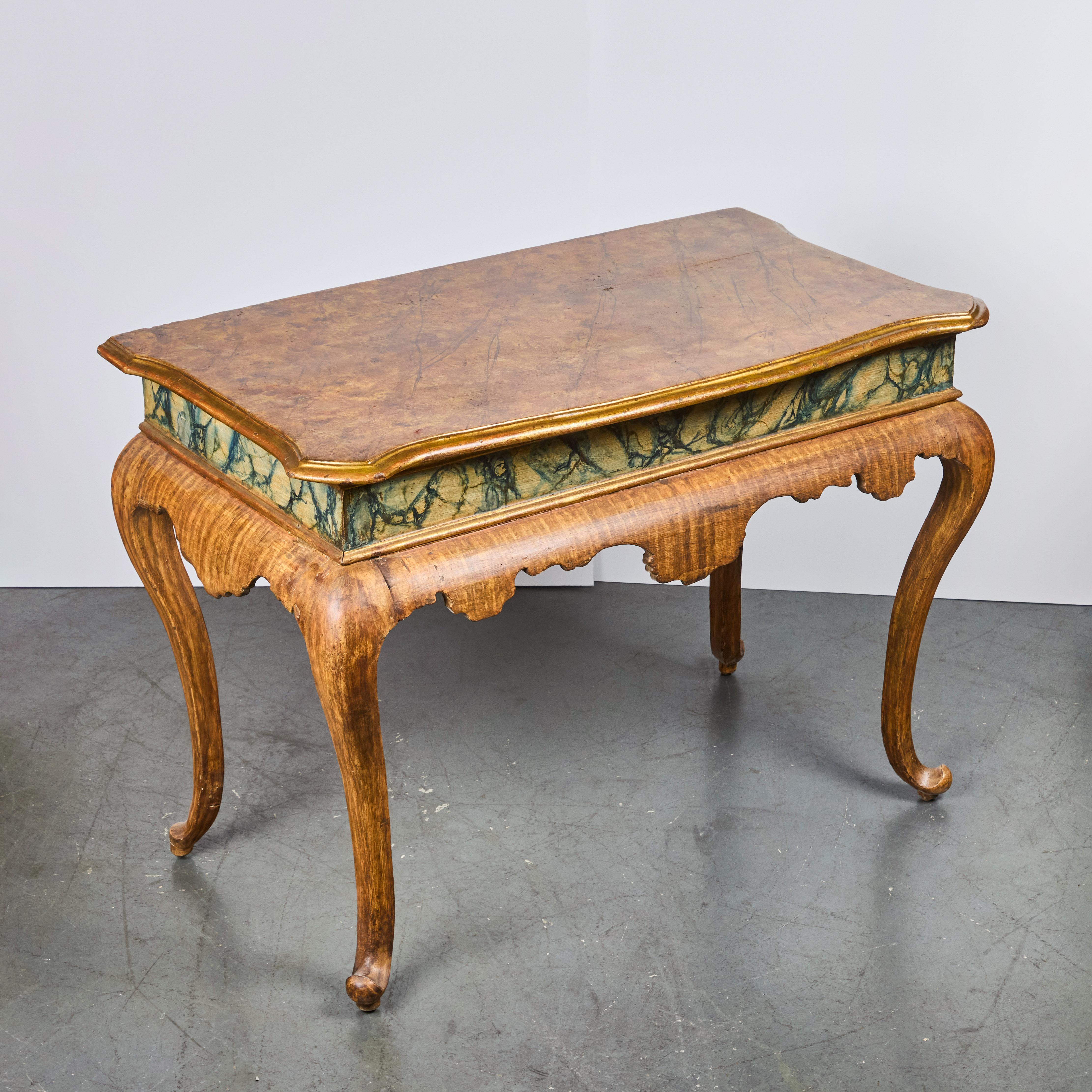 Pair 19th Century Painted Faux Marble Consoles For Sale 1