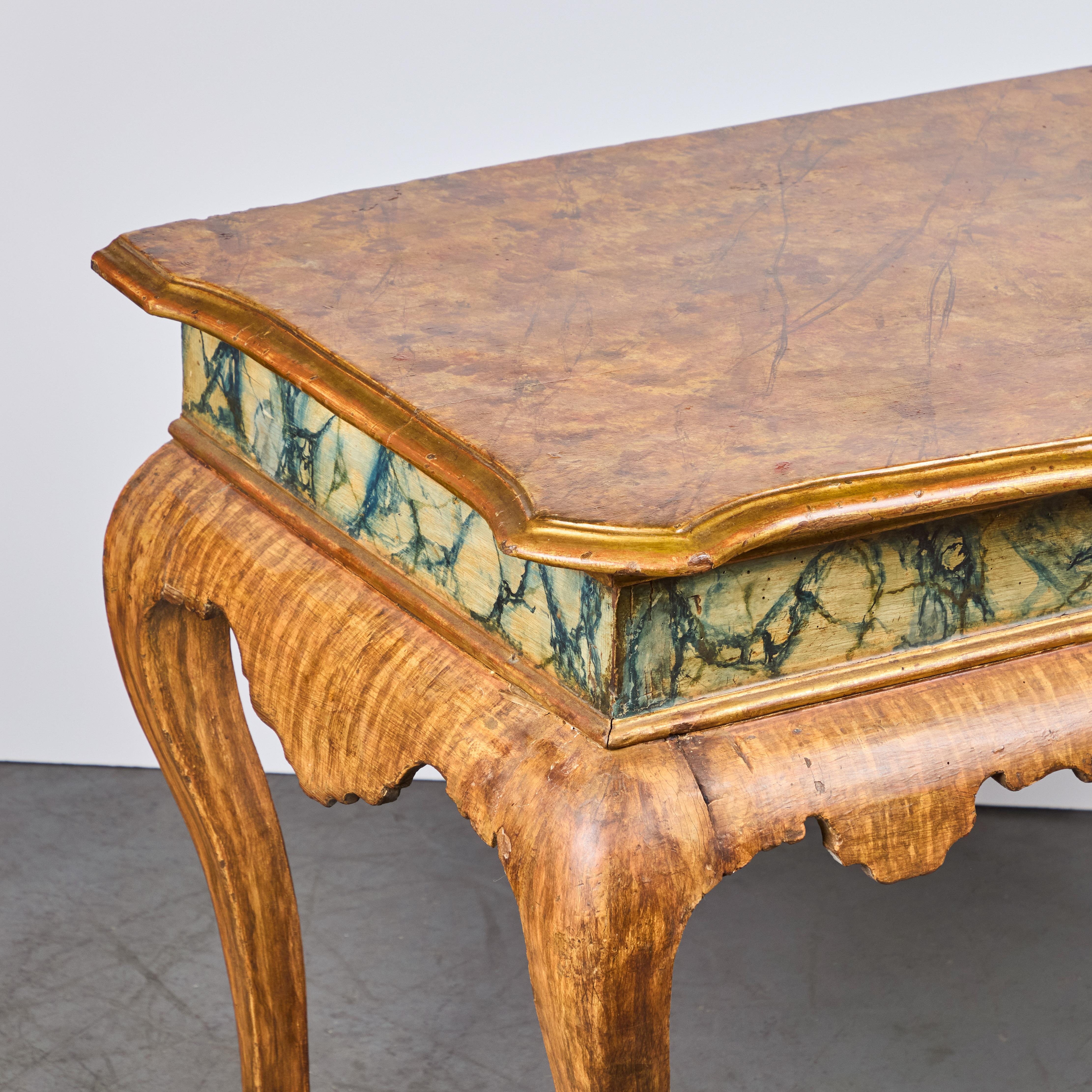 Pair 19th Century Painted Faux Marble Consoles For Sale 2
