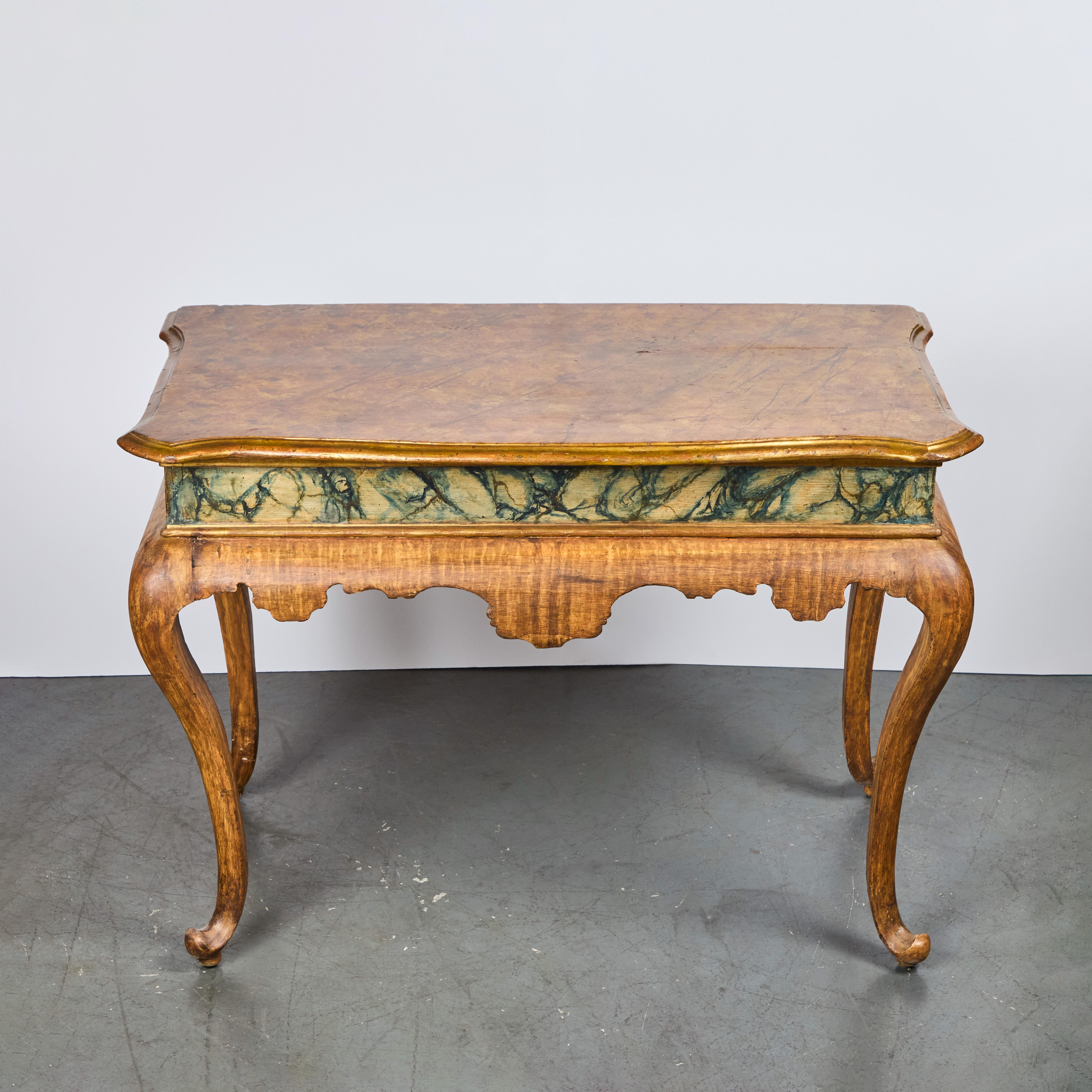 Pair 19th Century Painted Faux Marble Consoles For Sale 3