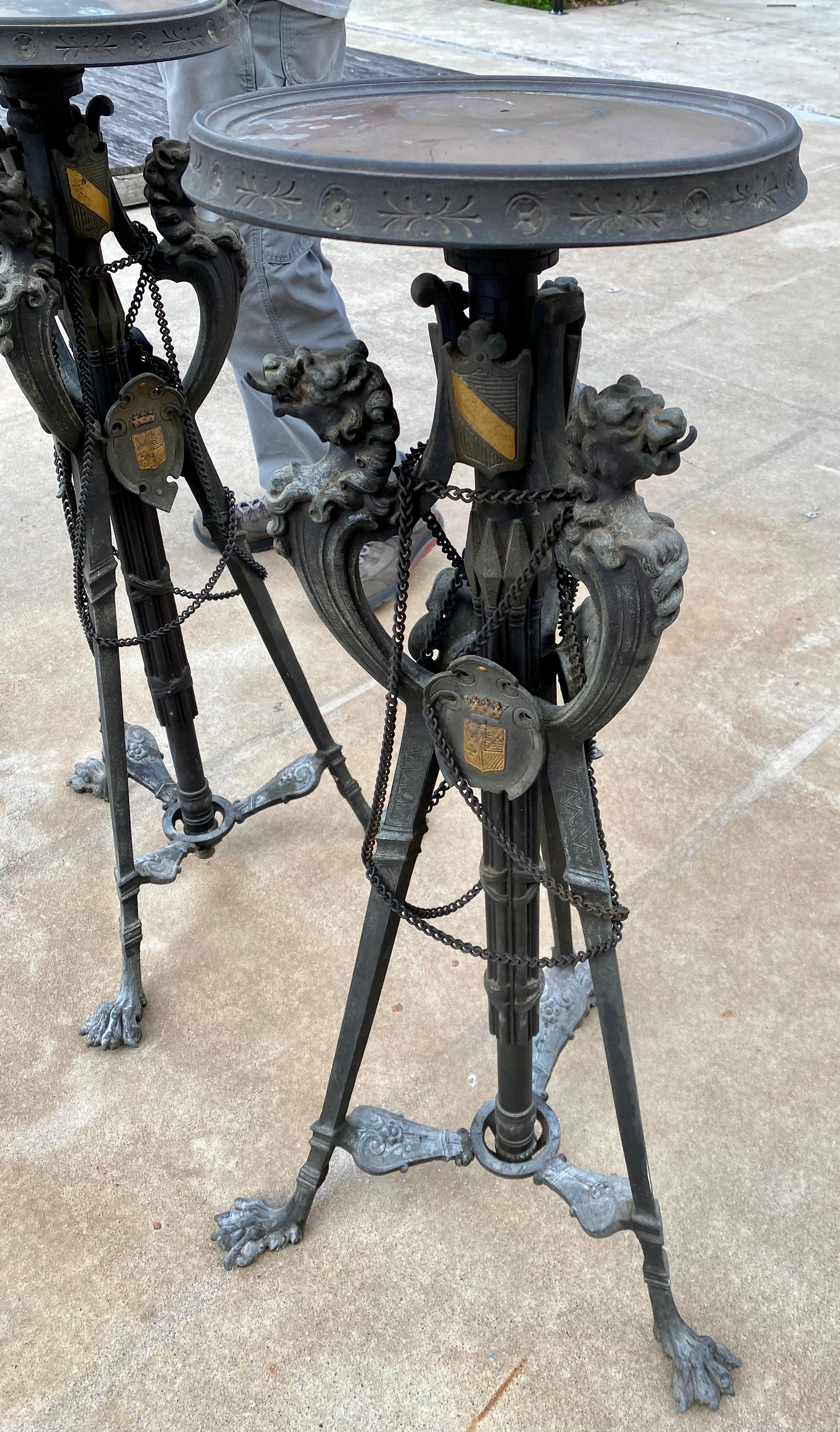Pair 19th Century Palatial Spelter Medieval Statues Roland & Robert I on Stands For Sale 10