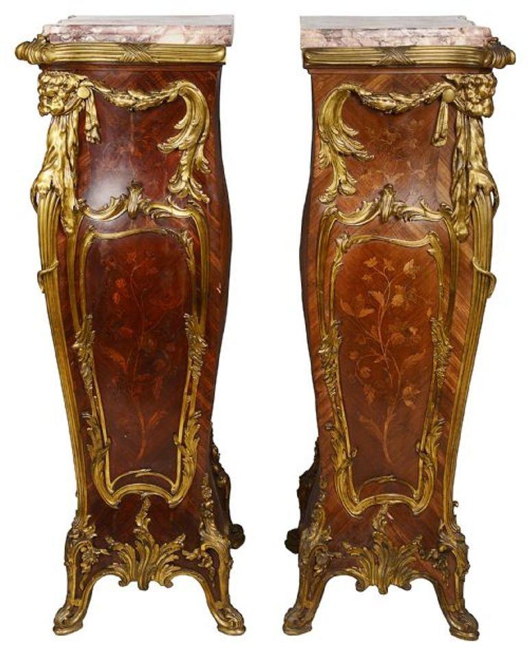 Ormolu Pair 19th Century Pedestals by Francoise Linke For Sale