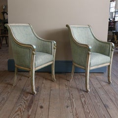 Pair of 19th Century Polychrome  Egyptian Revial Carved Wood Chairs