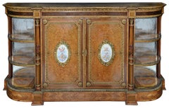 Pair of 19th Century Porcelain Mounted Side Cabinets / Credenzas