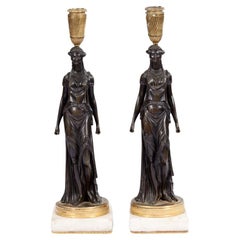 Used Pair 19th Century Regency Candlesticks In The Manner Of William Kent