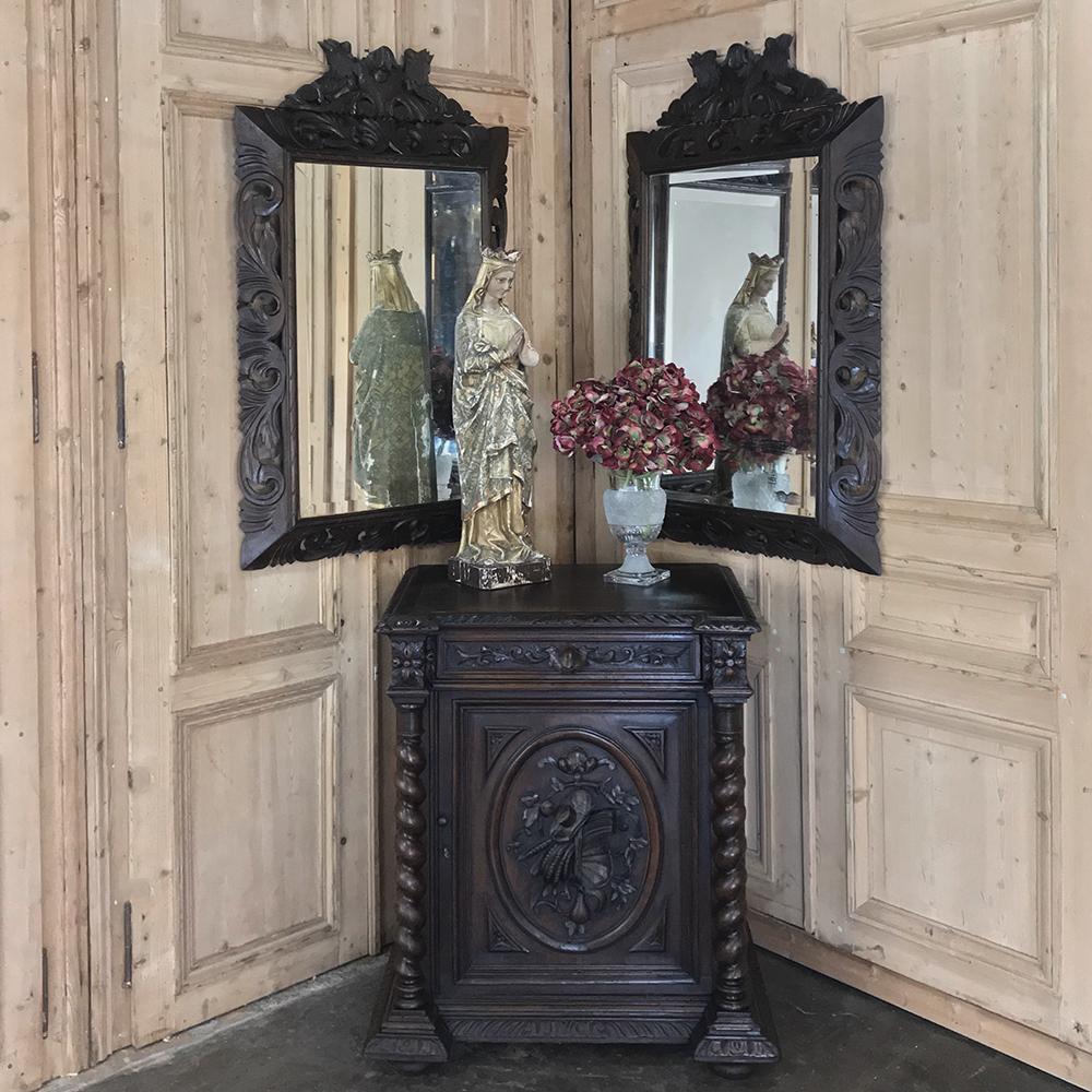Renaissance Revival Pair of 19th Century Renaissance Carved Wood Mirrors