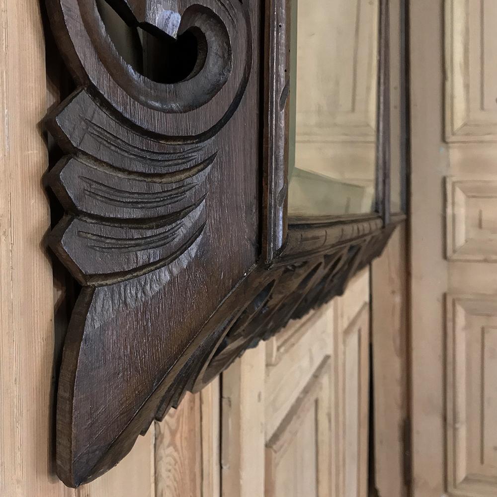 Oak Pair of 19th Century Renaissance Carved Wood Mirrors