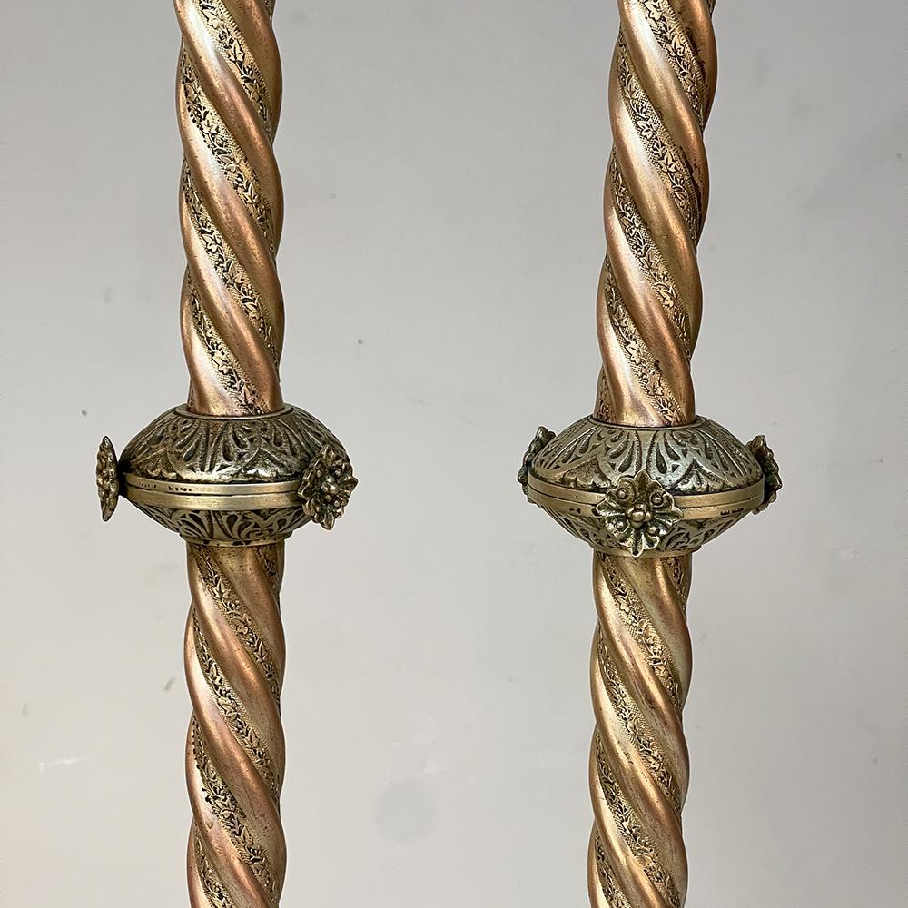 Pair 19th Century Renaissance Revival Bronze Candlesticks For Sale 6