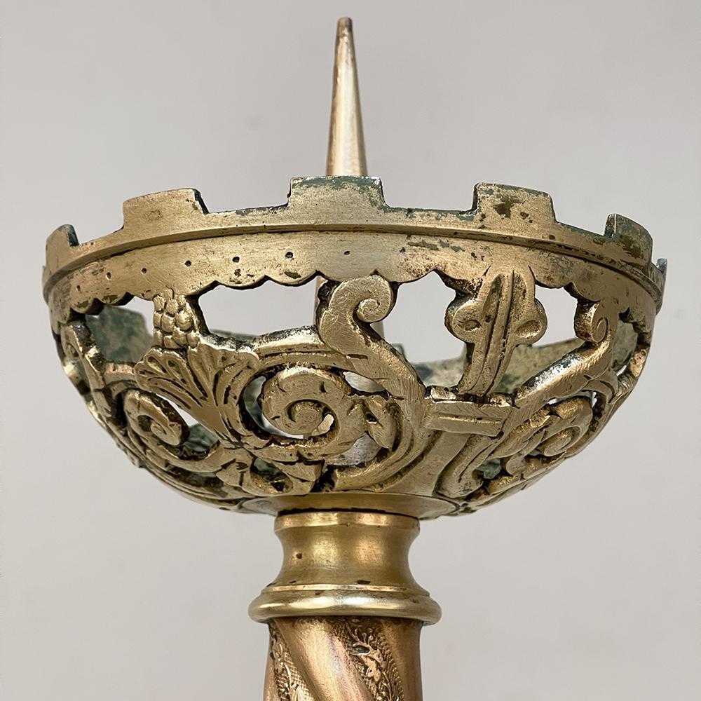 Pair 19th Century Renaissance Revival Bronze Candlesticks For Sale 8