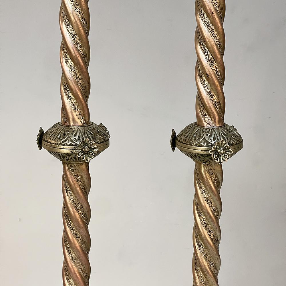 Pair 19th Century Renaissance Revival Bronze Candlesticks For Sale 3