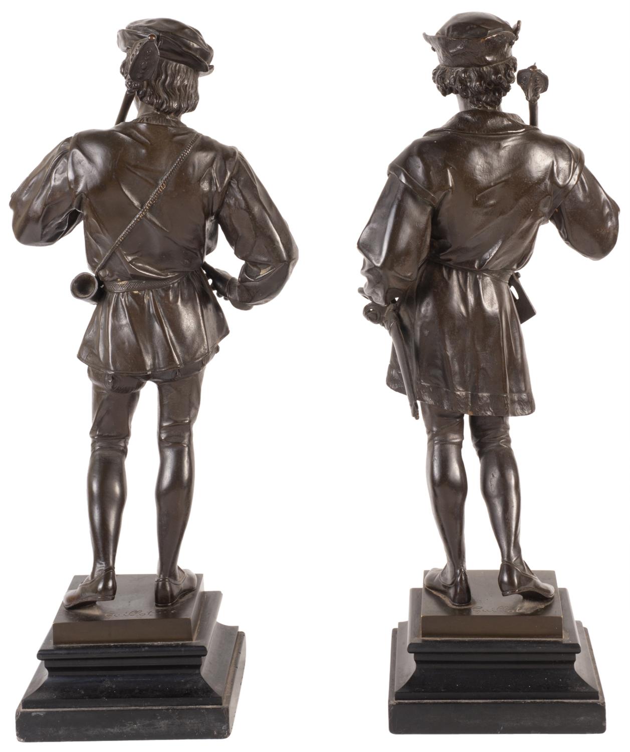 Renaissance Revival Pair of 19th Century Renaissance Style Huntsmen, Signed Guillot For Sale