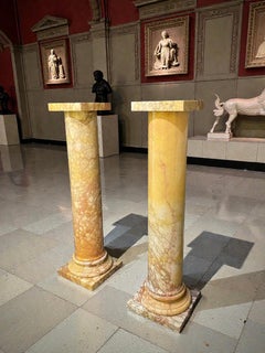 Pair 19th Century Roman Giallo Antico Marble Pedestal Columns