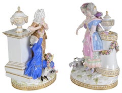 Pair 19th Century Romantic Meissen porcelain groups.