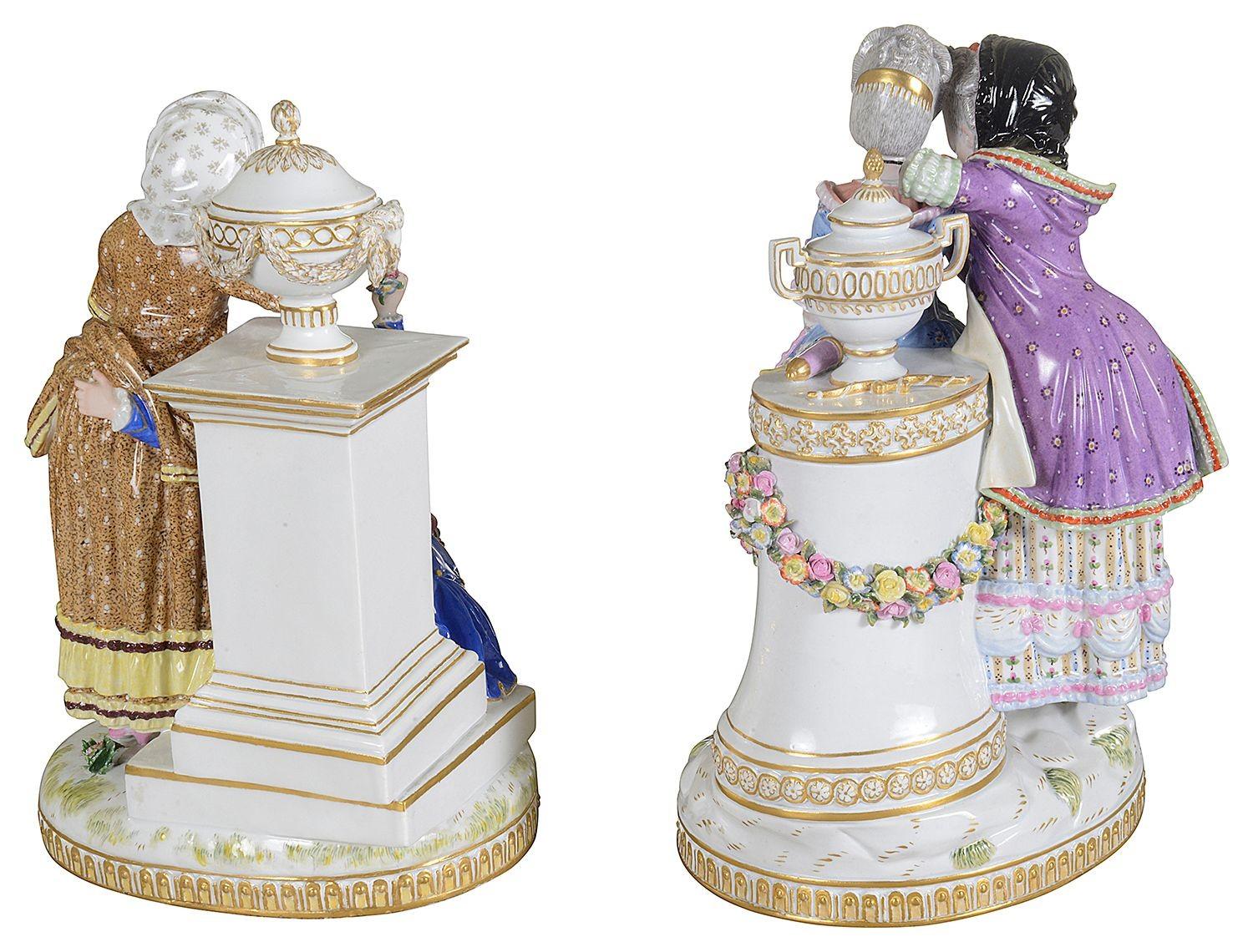 German Pair 19th Century Romantic Meissen porcelain groups. For Sale