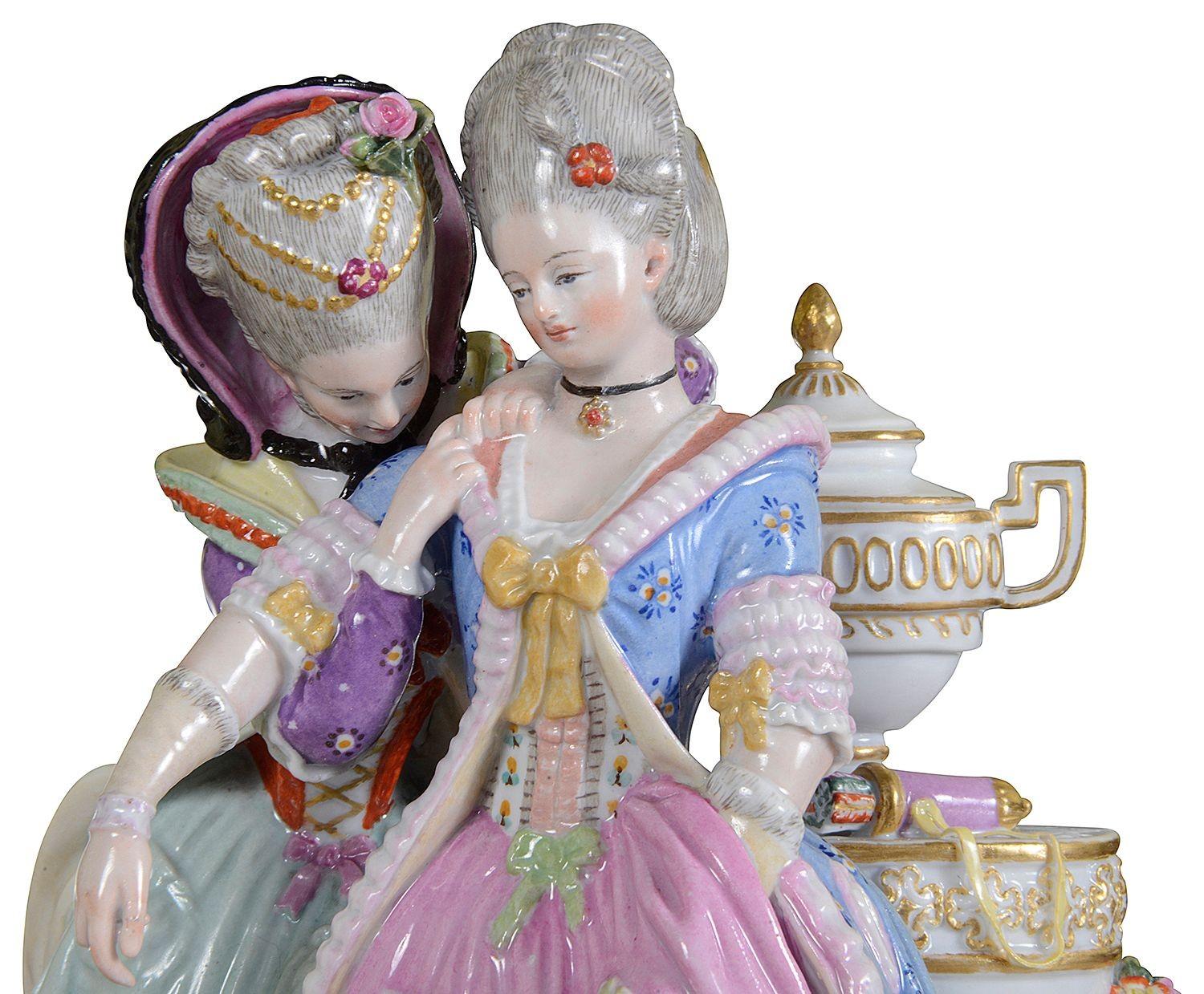 Porcelain Pair 19th Century Romantic Meissen porcelain groups. For Sale