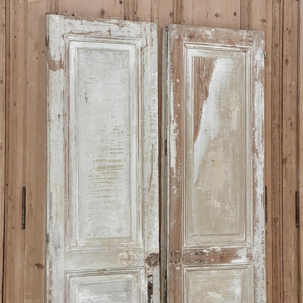 Pair 19th Century Rustic Painted French Doors ~ Shutters 6