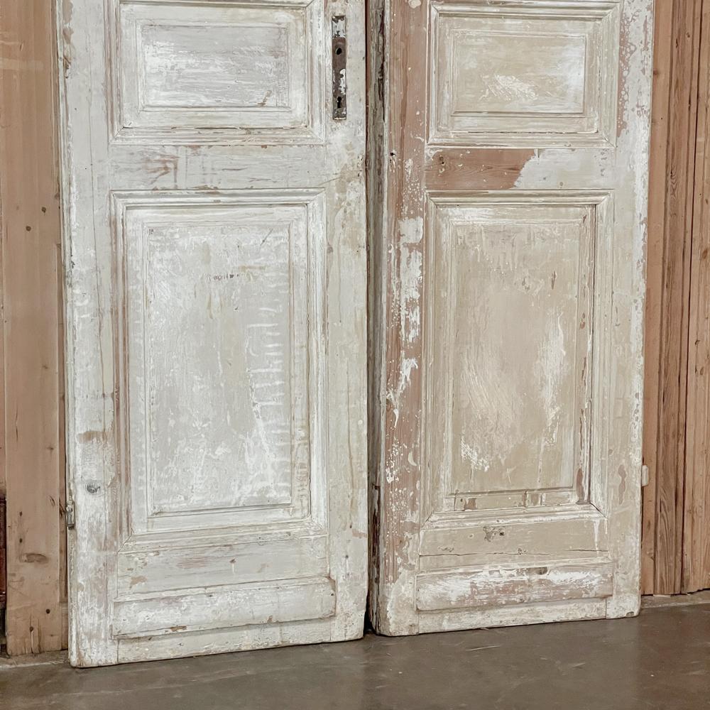Pair 19th Century Rustic Painted French Doors ~ Shutters 8