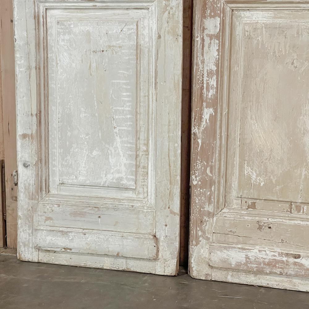 Pair 19th Century Rustic Painted French Doors ~ Shutters 10