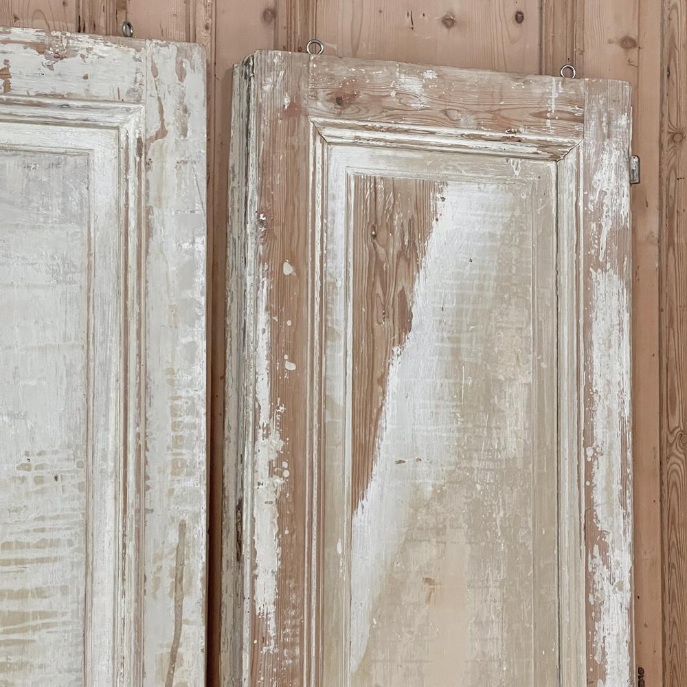 Pair 19th Century Rustic Painted French Doors ~ Shutters 11