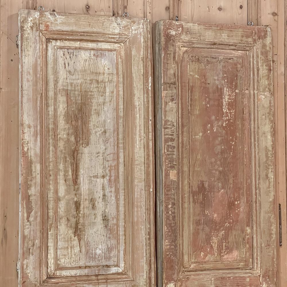 Pair 19th Century Rustic Painted French Doors ~ Shutters will make a great choice to add a rustic charm to any passageway! Standing 7' 8