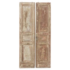 Pair 19th Century Rustic Painted French Doors ~ Shutters