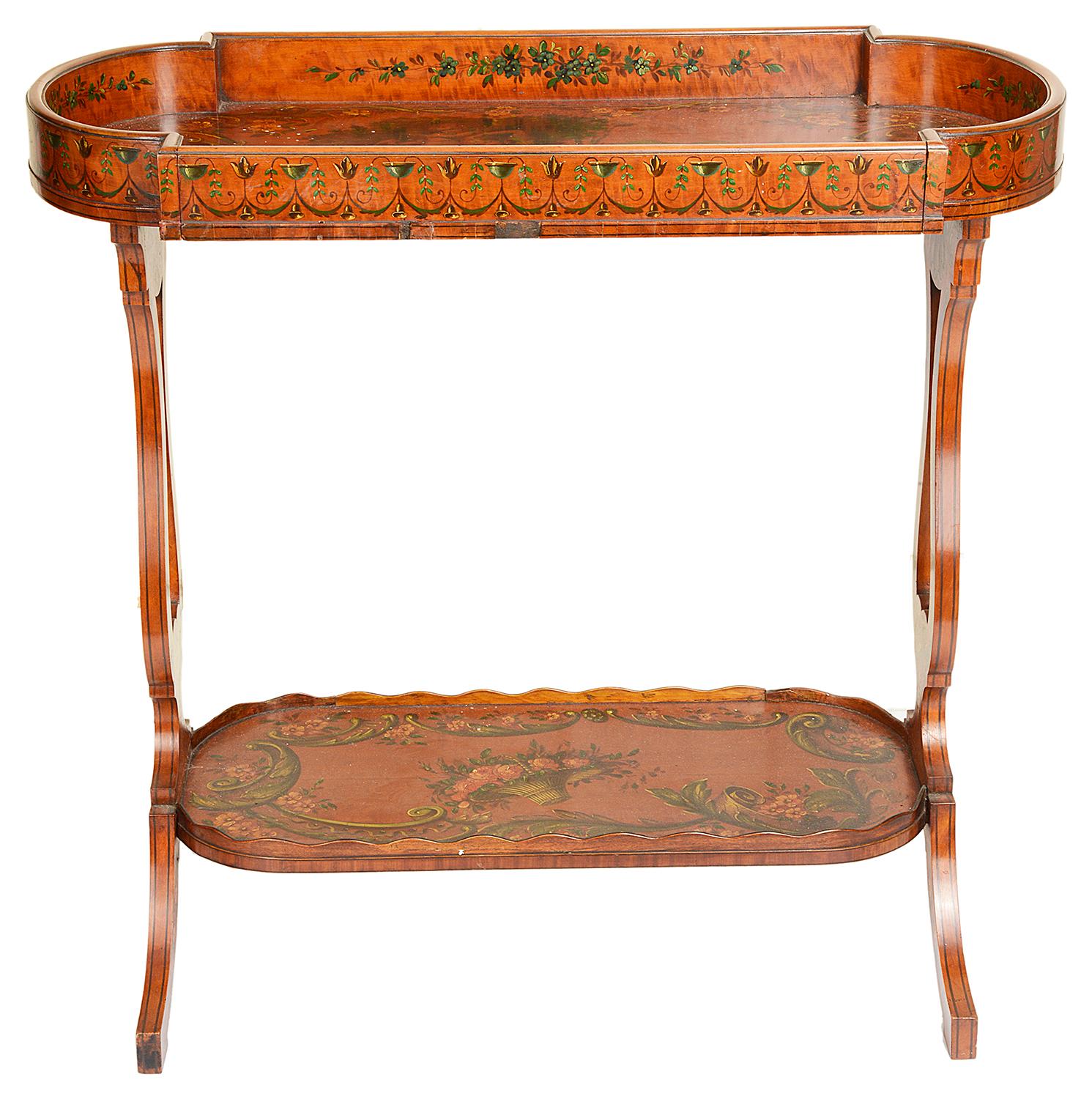 English Pair of 19th Century Satinwood Side Tables For Sale