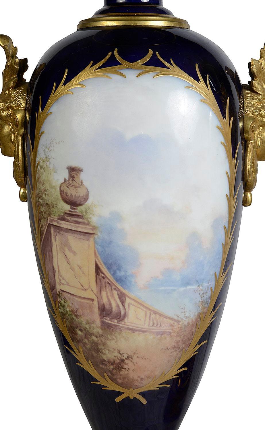 Pair 19th Century Serves style lidded vases. For Sale 1