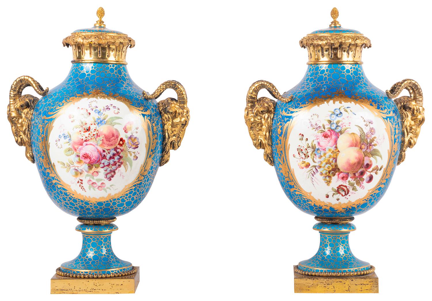 Pair 19th Century Sevres Style Porcelain Vases For Sale 7
