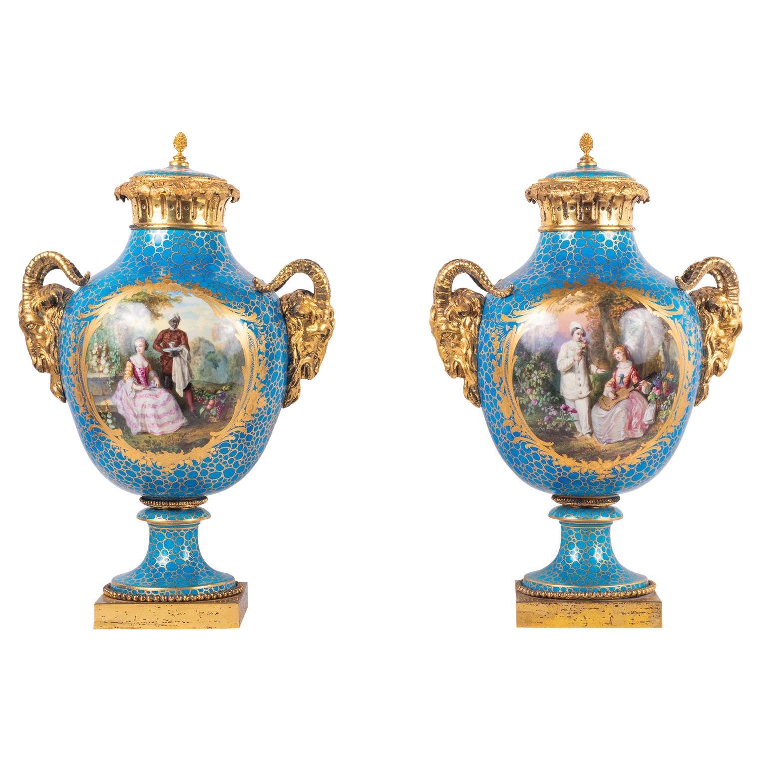 Coppia di vasi in porcellana di Sevres del XIX secolo