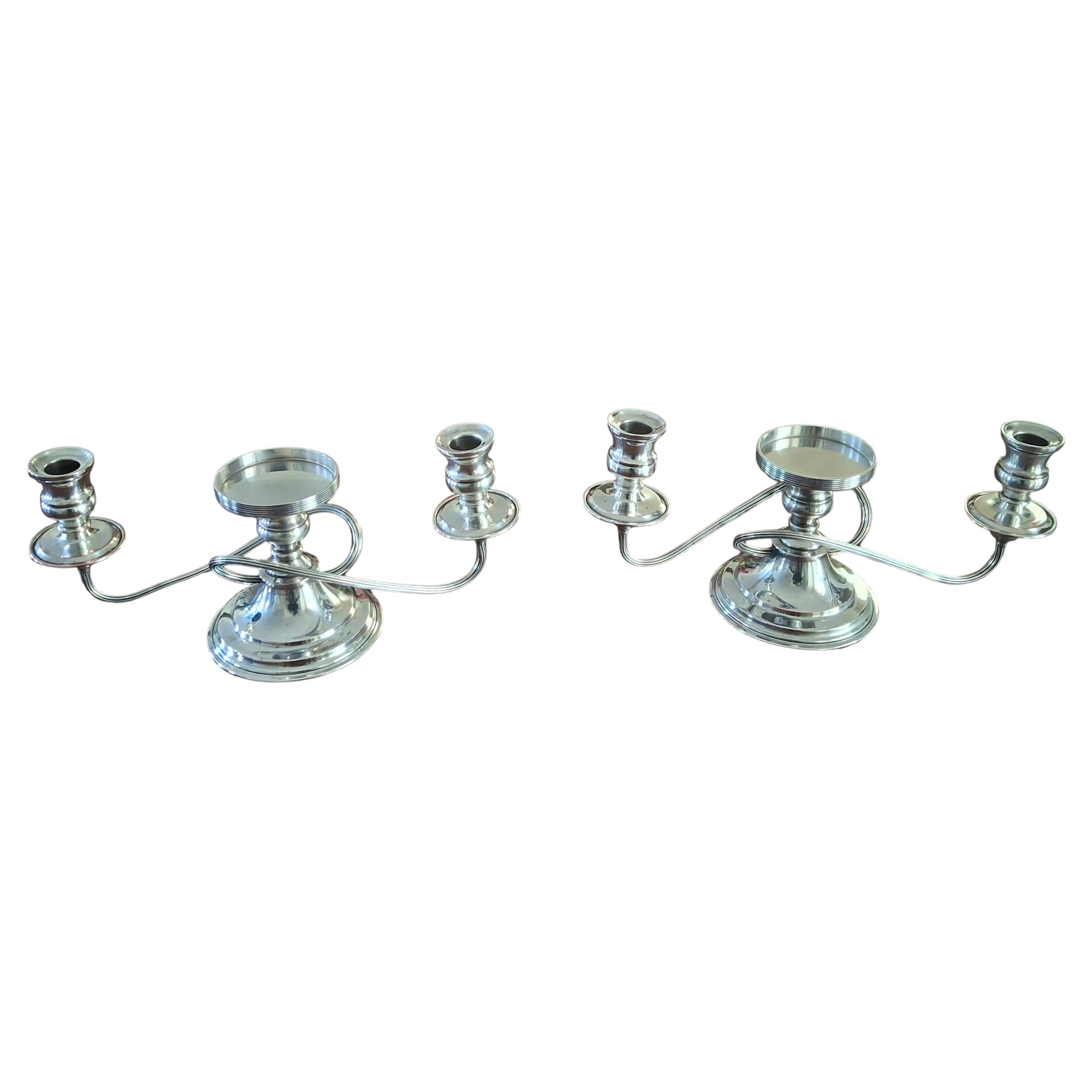 Pair 19th Century Silver Plate 3-Light Candelabra Candle Holders Table Sconces