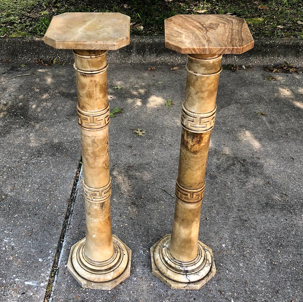 Pair 19th Century Solid Marble Louis XVI Pedestals ~ Columns For Sale 8