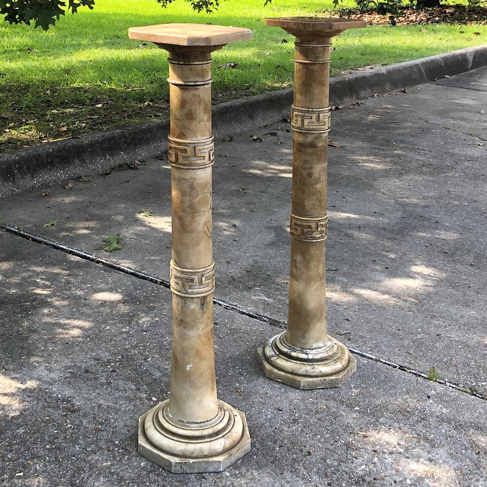 French Pair 19th Century Solid Marble Louis XVI Pedestals ~ Columns For Sale