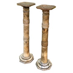 Pair 19th Century Solid Marble Louis XVI Pedestals ~ Columns